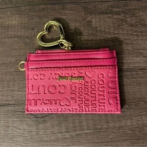 Juicy Couture Fuchsia Card Holder with Gold Heart Keychain